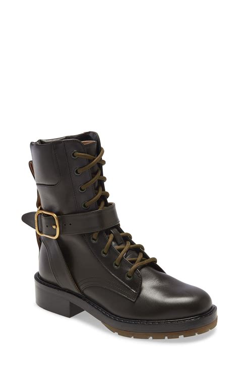 chloe diane boot|CHLOÉ Diane buckled leather combat boots .